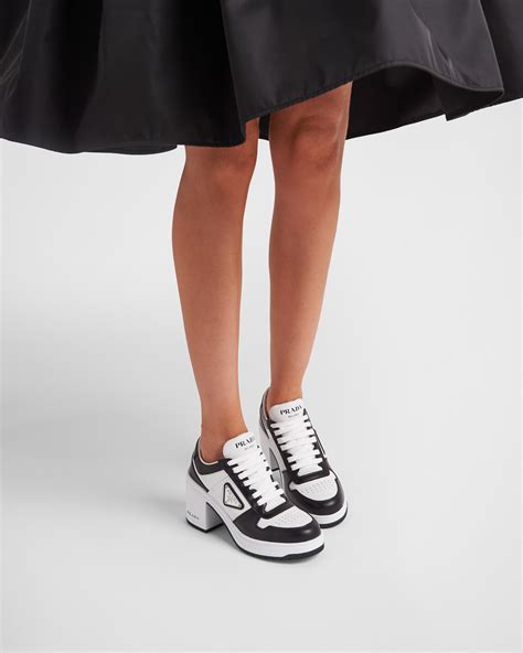 prada synthesis heeled high-top sneakers|prada downtown sneakers women's.